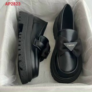 Giày lười nữ chất da đính nơ siêu đẹp