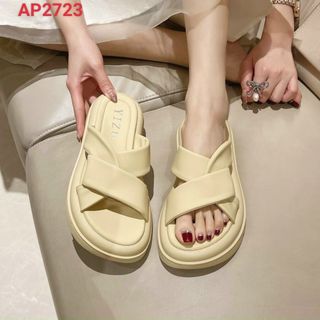 Dép nữ đế bánh mỳ quai chéo xoắn cách điệu xinh xắn