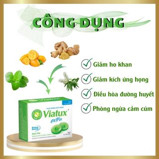 Kẹo ngậm Viatux không đường giảm ho, khàn tiếng - Hộp 20 viên