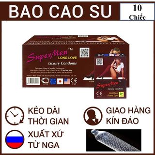 Hộp 10 chiếc bao cao su Supermen , nhập khẩu , gai gân , kéo dài , bôi trơn tốt , chính hảng. giá sỉ