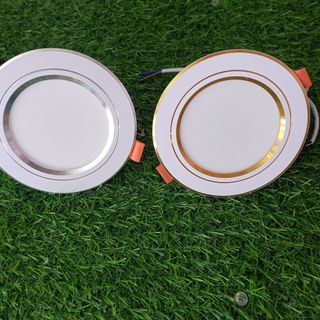 Đèn led Âm Trần-Tản nhiệt-7W-Phi 90-Viền Vàng- 3 chế độ