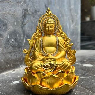 Tượng Phật Tổ Như Lai hai mặt tọa đài sen để ô tô