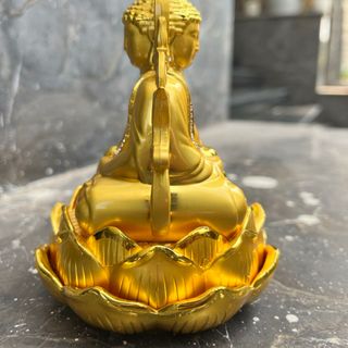 Tượng Phật Tổ Như Lai hai mặt tọa đài sen để ô tô
