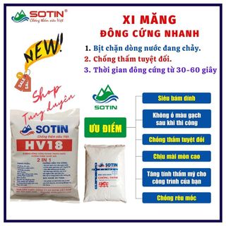 Xi măng đông cứng nhanh trong nước HV18 SOTIN cao cấp, chống thấm nhanh, bịt chặn nguồn nước đang chảy, thời gian đông kết 30 giây