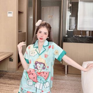 Bộ ngủ Lụa xước thiết kế 3D ĐÙI