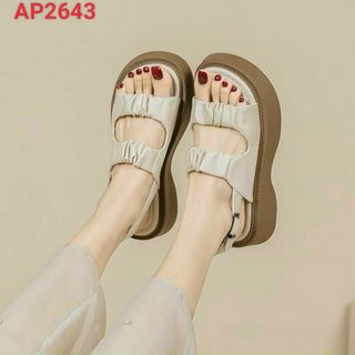 Giày nữ đế bánh mỳ 2 quai nhún đẹp