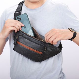 Túi Đeo Chéo Bụng DAVANTI Da Bò Thật Cao Cấp Cá Tính DB286