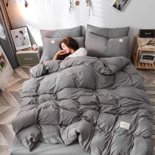 Bộ Chăn Ga Gối Cotton Tici Trơn Dành Cho Homestay, Khách Sạn, Căn Hộ Dịch Vụ Mới Nhất Nhập Khẩu Cao Cấp Mềm Mịn CÓ VỎ CHĂN - KiMi Decor HCM