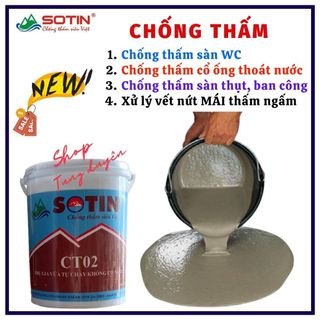 (Lọ 1 lít ) Phụ gia chống thấm tự chảy CT02 Sotin cao cấp, chống thấm cổ ống thoát nước, chống thấm ngấm mái nhà, vết nứt ban công, nền vệ sinh , hộp kỹ thuật