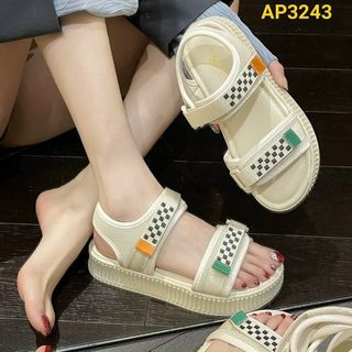 Sandal nữ quai ngang họa tiết caro đẹp