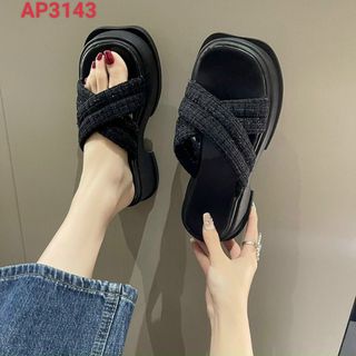 Dép nữ đế bánh mỳ quai chéo dạ đẹp