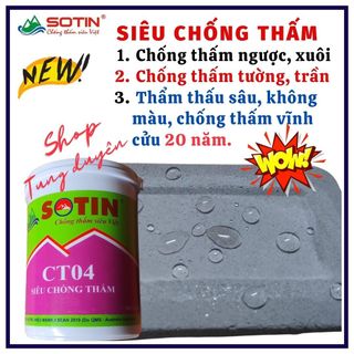 Siêu chống thấm CT04 Sotin cao cấp, chống thấm tường, trần nhà thuận ngược hiệu quả, độ bền trên 20 năm (Lọ 1 lít)