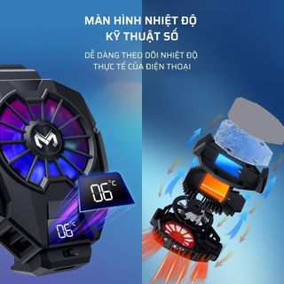 Quạt tản nhiệt điện thoại MEMO DL05 - Siêu lạnh, hiển thị nhiệt độ, LED RGB, Kẹp thu vào 2 chiều Bán sỉ- Bán buôn