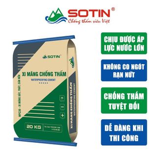 Xi măng chống thấm SOTIN cao cấp, xây trát, ốp lát, cán nền chống thấm vĩnh cửu độ bền hết tuổi thọ của công trình.