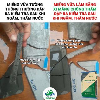 Xi măng chống thấm SOTIN cao cấp, xây trát, ốp lát, cán nền chống thấm vĩnh cửu độ bền hết tuổi thọ của công trình.