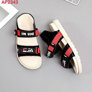 Sandal nữ quai ngang màu đen phối đỏ cực đẹp