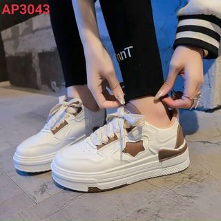 Giày thể thao nữ da mềm phối ngôi sao đẹp