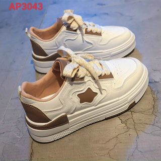 Giày thể thao nữ da mềm phối ngôi sao đẹp