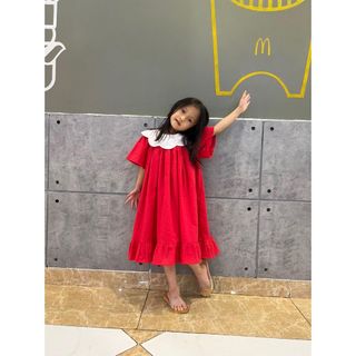 Đầm đỏ công chúa phong cách Hàn Quốc đáng yêu cho bé gái. giá sỉ
