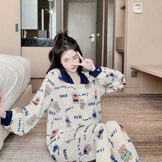 Bộ mặc nhà pyjama lụa mango Bigsize 60-75Kg  Tay dài quần dài