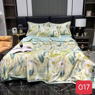 Bộ Chăn Ga Gối Lụa Thái, mềm chần bông sẵn