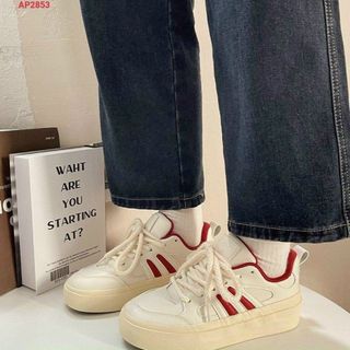 Giày thể thao nữ màu trắng viền màu siêu đẹp