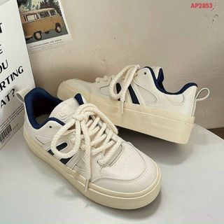 Giày thể thao nữ màu trắng viền màu siêu đẹp