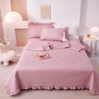 Bộ Chăn Ga Cotton Đũi Trần Tăm