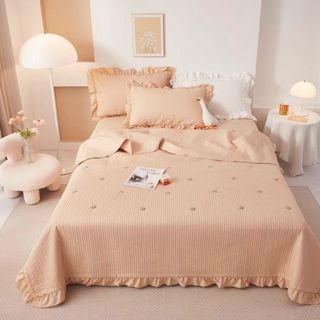 Bộ Chăn Ga Cotton Đũi Trần Tăm