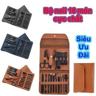 Bộ bao da dụng cụ 16 món cắt móng