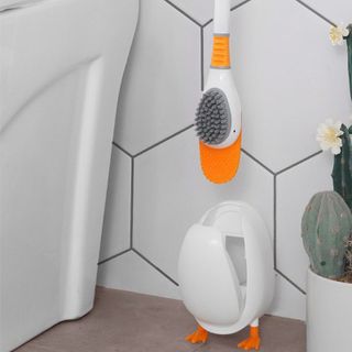 Bàn Chải Vệ Sinh Bồn Cầu - Cọ Chừi Toilet Silicone Hình Chân Vịt Có Hộp Đựng giá sỉ
