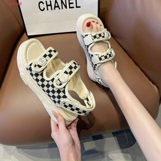 Dép nữ 2 quai ngang kẻ caro đẹp