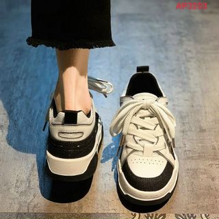 Giày thể thao nữ trắng viền mũi giày màu đẹp