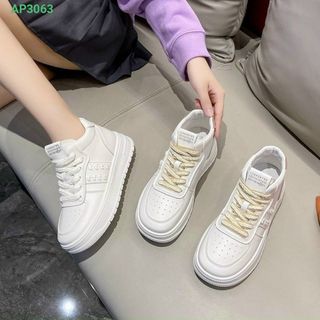 Giày thể thao nữ chất da mềm họa tiết thêu đẹp