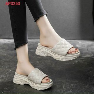 Dép nữ quai ngang họa tiết caro trơn đẹp