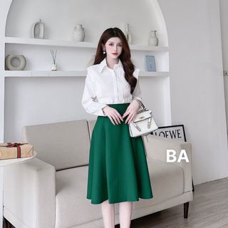 Chân Váy xòe Cạp Cao xếp Ly Chất Biên Nhật