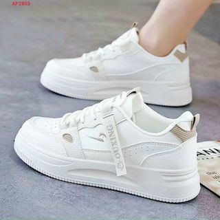 Giày thể thao nữ chất da mềm trắng êm chân