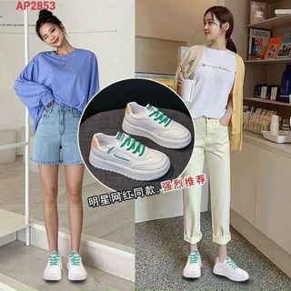 Giày thể thao nữ chất da mềm viến gót chân đẹp