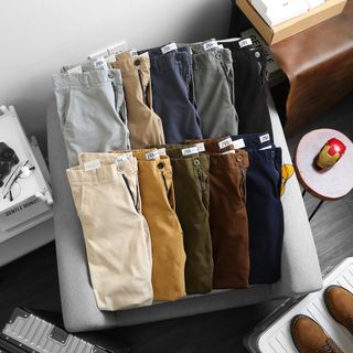 Quần dài kaki nam form slim fit vải dày dặn, mịn, co giãn và mát mẫu mới 2023