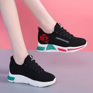 Giầy sneaker thể thao nữ in hình hoa hồng cực đẹp