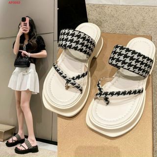 Dép nữ xỏ ngón phối quai ngang kẻ sọc đẹp