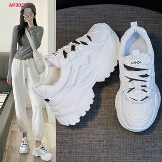 Giày thể thao nữ trắng phối dây buộc 2 màu đẹp