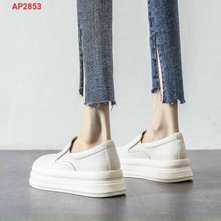 Giày slipon nữ đế cao chất da mềm êm chân