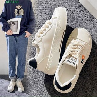 Giày thể thao nữ màu trắng viền gót đẹp