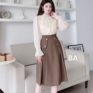 Chân váy xòe xếp ly công sở kiểu