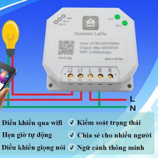Công Tắc Thông Minh Hunonic LaHu 2 Kênh (500W/1kênh)