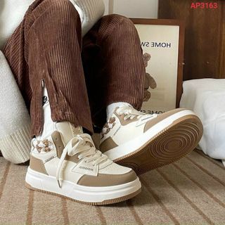 Giày thể thao nữ chất da mềm cổ viền đẹp