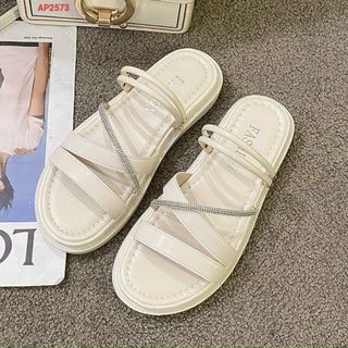 Sandal nữ quai ngang phối quai chéo đính đá đẹp