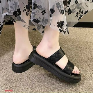 Dép nữ 2 quai ngang kẻ caro trơn đẹp