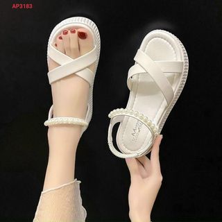 Sandal nữ bằng quai chéo phối quai cổ chân ngọc trai đẹp